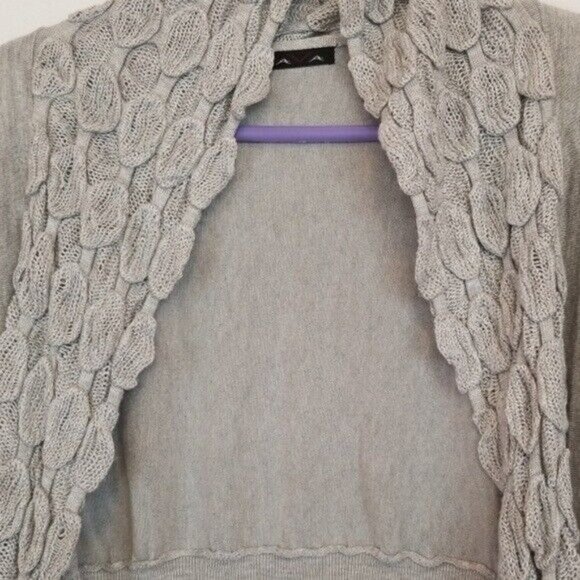 Ava Womens BOHO Waterfall Cardigan Small Gray Contrast Trim Open Fairy - Picture 2 of 6